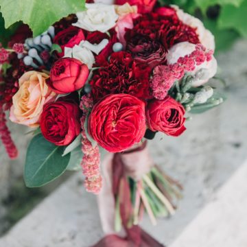Luxurious bouquet in marsala colo
