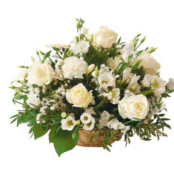 Белые цветы в корзине
