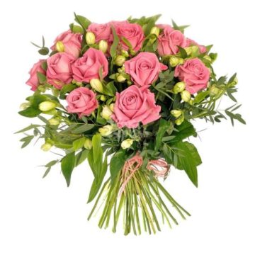 A classic bouquet of roses and alstromeries